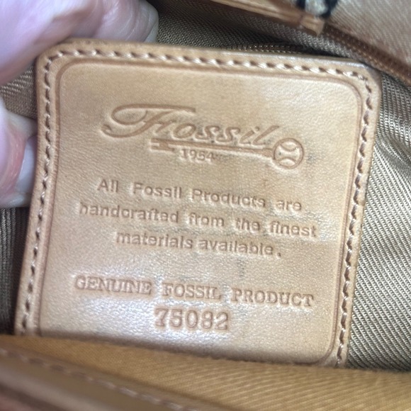 Vintage Fossil Woven Straw Handbag Tan Wood Handle Crossbody Striped 75082 - Picture 2 of 7